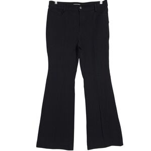 LOFT Flared Pants Womens 10 Black Sewn Creases Pull On Stretch Comfort Fit